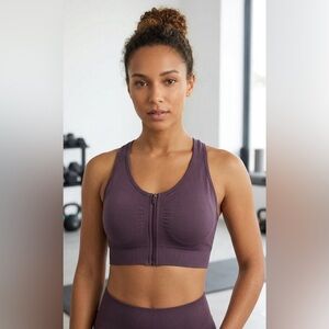 Set of 2 90 Degrees by Reflex Zip Front Seamless Sports Bra Size Medium